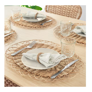Wholesale Custom Natural Woven Water Hyacinth Placemats Seagrass Thick Rattan Round Non-Slip Handmade <b>Braided</b> Dinner Tablemat - Product Image 1