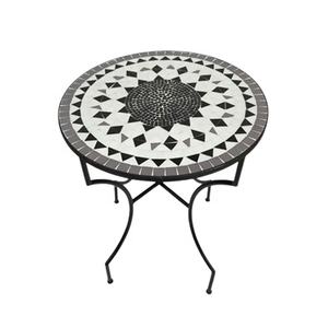 Table d'appoint ronde en fer de luxe, mosaïque multicolore et couleur noire mate, Table basse de Style américain - Product Image 4