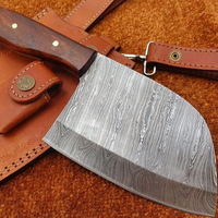 Pisau Dapur Baja Damaskus Buatan Tangan Burraq, Pisau Multifungsi Motif Putar, Sarung Kulit DIY OEM, 10-inci 2mm