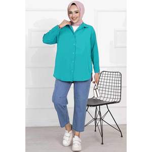Women's Modest Mint <b>Blouse</b> Relaxed Fit <b>Shirt</b> - Product Image 2