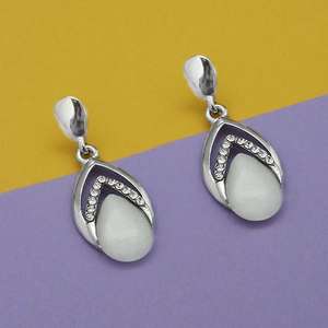 Kriaa Silver Plated Resin and Austrian Stone Dangle <b>Earrings</b> Fine 1313678 <b>Cuff</b> Jewelry - Product Image 1