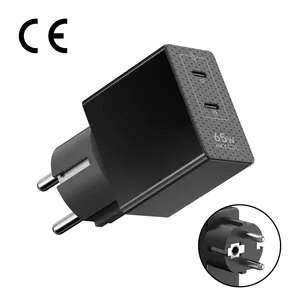 最小多端口USB C快速旅行充电器GaN PD3.0 5v至20V 65w电源适配器USB C型壁式充电器