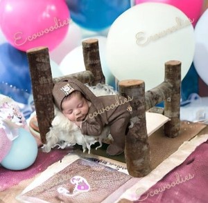 เตียงไม้สำหรับเด็กอ่อนอุปกรณ์ประกอบฉากเตียงเด็กวัยหัดเดิน rrustic อุปกรณ์ประกอบฉากภาพถ่ายทำด้วยมือเตียงไม้อุปกรณ์ประกอบฉากสำหรับลูกสุนัขอุปกรณ์ประกอบเตียงเล็กๆ - Product Image 1