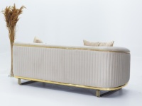 Ensemble de canapés Chesterfield extensibles en velours doré de luxe royal avec structure en bois et rembourrage en éponge pour salon de villa