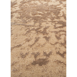 Alfombras de Lana y Seda de Bambú Tejidas a Mano en Color Beige Marrón de Kavi - Esk-641, Medallón Abstracto para el Hogar, Coche, Pasillo, Rompecabezas de Belleza Oculta - Product Image 3