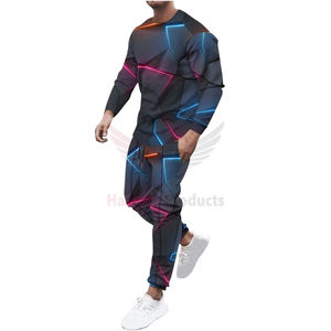 Conjunto Deportivo Informal de Dos Piezas para Hombre, Estampado Degradado, Ligero, Transpirable, Camiseta de Manga Larga de Secado Rápido, Pantalones Deportivos Ecológicos - Product Image 1