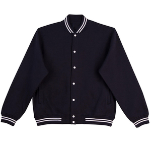 Veste universitaire bleu marine pour homme, col montant, logo sur le devant, fermeture éclair, coupe classique, vêtement d'hiver, style preppy - Product Image 6