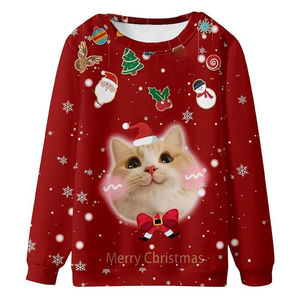 Drop Men's Crewneck Pullover Sudadera 100% Algodón Forrado Diseño de impresión de gran tamaño Navidad Elegante Manga completa - Product Image 1