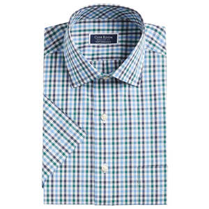 Camicia da Uomo Club Room 100% Cotone Gingham, Tessuto Popeline Antipiega, Taglia 17.5x34-35, Prodotto Casual Tinto in Filo - Product Image 1
