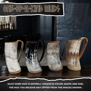 Tasse à corne de guerrier Tasse à corne à boire durable Tasse à corne de Viking véritable Chope à bière médiévale pour Ale Mead Vin Whisky Café Fête - Product Image 3
