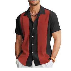 Camisa de verano de bloque de color para hombre 2025, camiseta Formal ligera de manga corta con botones, Lino antiarrugas/algodón para uso diario - Product Image 2
