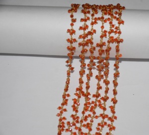 Beautiful Red Quartz Glass Beads Cluster <b>Rosary</b> Chain Beaded Chain for Jewelry Bracelet Necklace Making - Product Image 4