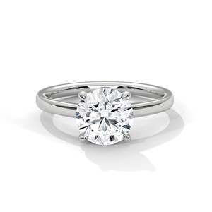 แหวนเพชรเม็ดเดี่ยว 2 กะรัต เพาะเลี้ยงในห้องปฏิบัติการ ทรงกลม ทอง 14K/18K/10K สีเหลือง ชมพู ขาว แหวนหมั้นสำหรับเธอ ระดับความสะอาด VVS - Product Image 1