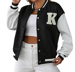 Chaqueta de bombardero icónica de Chicago retro de primavera para hombre con cuello levantado de lona y logotipo en la parte delantera - Product Image 1