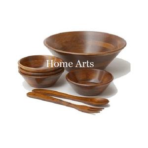 <b>Set</b> Of 7 <b>Wood</b> Salad Serving Bowl <b>Set</b> With Deluxe Quality Customized Shape <b>Food</b> Serving Bowl For Kitchen Usage - Product Image 1