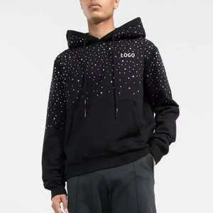 Sweats à capuche avec strass logo personnalisé hommes sweat Street Wear coton éponge française 100% pull à capuche - Product Image 1