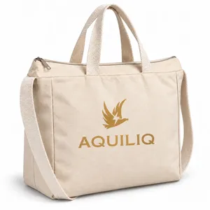 100% Cotton 330 GSM Heavy Canvas Sling <b>Tote</b> <b>Bag</b> 48 Inch Sling Strap <b>Zip</b> Closure Solid Color Women's Shopping <b>Bag</b> (Multi-Size) - Product Image 1
