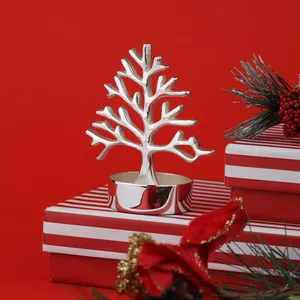 Mesa o regalo elegante de árbol metálico plateado moderno-Adorno superior para eventos temáticos de Navidad o invierno - Product Image 3