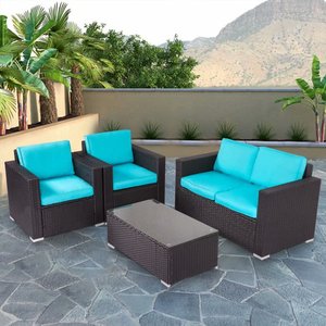 Juego de sofá de patio de ratán PE impermeable, muebles de jardín de ratán polivinílico para Villa para comedor, hoteles, parques, granjas - Product Image 4