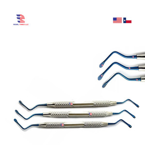 Curettes dentaires chirurgicales en acier inoxydable Curettes dentaires pour os Lucas 2.5mm 3.5mm 4mm Curette de chirurgie parodontale à pointe bleue - Product Image 1