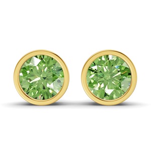 Pendientes de Diamantes Cultivados en Laboratorio, Corte Redondo, Bisel Clásico Verde Lagoon Ocean, 1 Ct Tw, Claridad VS, Oro Rosa de 14K, Color Fantasía, Tono Costero - Product Image 3