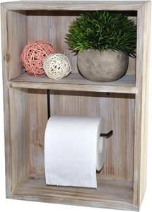 Wall Mount Toilet Paper Holder Decorative Tissue Paper Roll Dispenser <b>Floating</b> <b>Shelf</b> Recessed Cubby Box Bracket Cabinet - Product Image 3