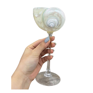 Copa de Champán de Concha Marina Natural (Tallada), 18-20 cm de Alto, 8-10 cm de Diámetro, 150-250 ml de Capacidad, para Bar de Hotel de Lujo, Bodas - Product Image 1