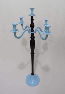 Candelabro de aluminio de primera calidad con revestimiento de polvo de Color Beige, 5 brazos, decoración del hogar, candelabros de pintura a mano, bodas, candelabros coloridos de 5 brazos - Product Image 4