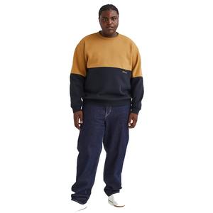 Calidad Premium 480GSM French Terry Custom Logo Crew Neck Pullover Hombres Sudaderas 2 Panel Color Block Style O Neck Sudaderas - Product Image 4