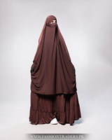 Robe Jilbab Premium Droite et Modeste en Jersey Deux Pièces Longueur Ras du Sol avec Jupe à Volants, Design Simple, Service OEM en Gros Mondial