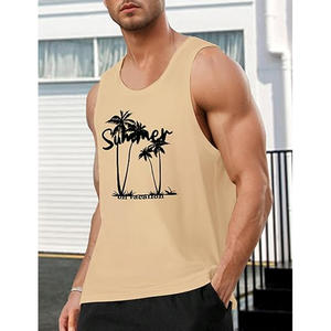 Camisetas sin mangas informales para hombre de algodón 100% al por mayor cómodas opciones de talla grande con logotipo personalizado transpirable de color sólido - Product Image 5