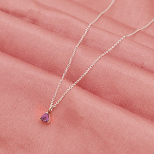 Collar minimalista de Plata de Ley 925 con piedras preciosas de amatista, pieza más asombrosa para compromiso y boda - Product Image 3