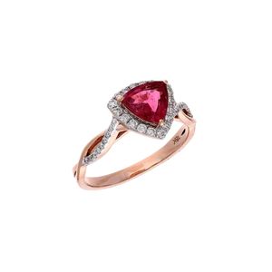 Bijoux de luxe en argent sterling avec halo de tourmaline rose taille trillion, design élégant pour mariage, fiançailles, anniversaire - Product Image 2