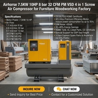 Compresseur d'air à vis 7,5 kW-30 kW, compresseur d'air à vis portable 4-en-1, compresseur d'air à vis tout-en-un PM VSD