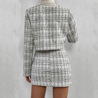 Haute qualité personnaliser élégant dame Tweed costume femmes Tweed Blazer et jupe ensemble deux pièces
