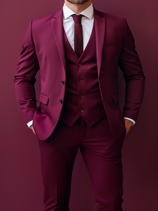 Fashion Men's 3 Piece <b>Suit</b> Set with Blazer Waistcoat Pants Slim Fit Business Office Wear Wedding Ceremony Reception Banquet - Product Image 1