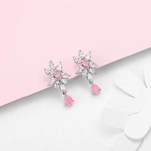 Pendientes de gota de moda de guirnalda de flores de plata - Product Image 6