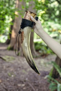 100% corne de buffle/boeuf naturelle Style viking corne à boire tasse de bière artisanale avec support - Product Image 3