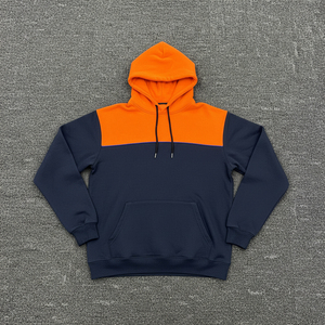 Nouveauté 2025 Vêtements décontractés d'hiver Pulls à capuche en polaire bicolore pour hommes Logo imprimé personnalisé surdimensionné 100% coton - Product Image 4