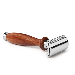 Rasoir à double tranchant sur mesure, nouveau design, pour rasage humide, pour hommes, soin de la gorge, durable, réutilisable, en bois et acier inoxydable - Product Image 1