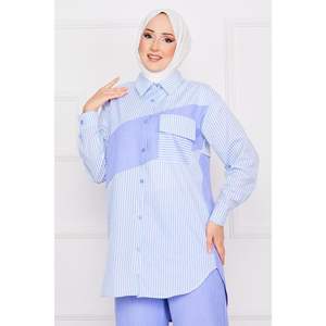 Ensemble de 2 pièces à rayures avec poches détaillées bleu clair - Product Image 3