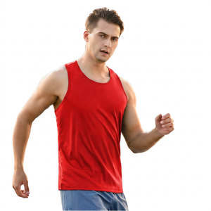 Camiseta Deportiva sin Mangas para Hombre, Color Azul Sólido, de Secado Rápido, Cuello Redondo, Tejido de Poliéster, Ropa Deportiva - Product Image 6
