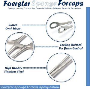 Fórceps de sujeción de esponja Forester, fórceps de cirugía General de obstetricia de 25cm, fórceps de esponja médica - Product Image 3