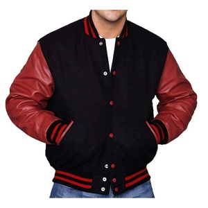 Veste universitaire en laine de qualité supérieure pour homme, manches en polyester, broderie de lettres de baseball, bomber d'hiver, col montant, personnalisable - Product Image 4