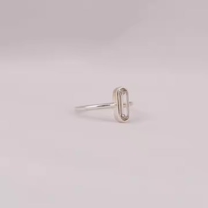 14KT oro blanco sólido retrato solitario personalizado corte esmeralda laboratorio crecido diamante anillo de compromiso IGI certificado bisel ajuste grande - Product Image 3