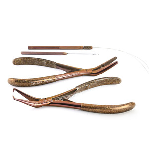 Pince à micro anneaux en acier inoxydable or rose-Kit d'outils d'applicateur et de retrait de perles d'extension de cheveux pour les professionnels - Product Image 1