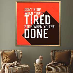Tableau sur toile inspirant « Don't Stop, Positive Art », encadré or - Product Image 1