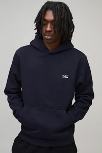 2026 Winter Trend Screen Printed Embroidered Applique Geometric Stonewashed Oversized Men's Sweatshirt Hoodie 100% Cotton Fleece - Product Image 3