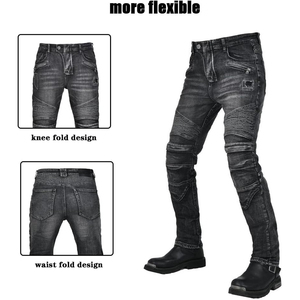 Black Durable Polyester/Cotton Breathable Quick Dry <b>Biker</b> <b>Jeans</b> CE Armor Pads for <b>Men's</b> Motorcycle Riding Protection D-Ride Moto - Product Image 3