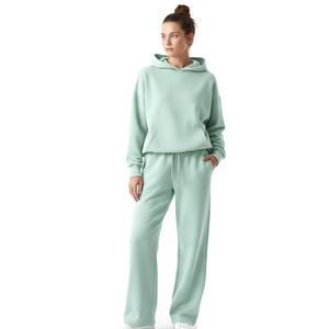 Ensemble de survêtement décontracté pour femmes d'hiver avec logo brodé personnalisé, sweat-shirt à capuche et pantalon de survêtement, ensemble long en 2 pièces - Product Image 4